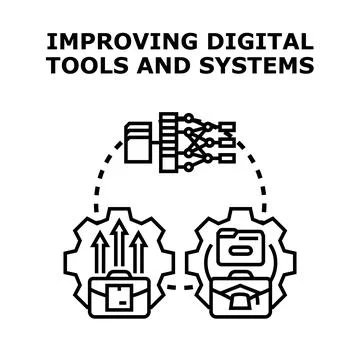 Improving digital tools and systems for business growth Stock Illustration