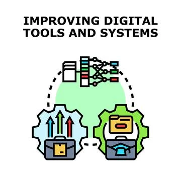 Improving digital tools and systems for business growth 스톡 일러스트