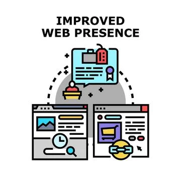Improving digital web presence concept for business growth Stock Illustration
