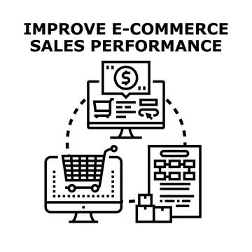Improving e commerce sales performance via online shopping Stock Illustration