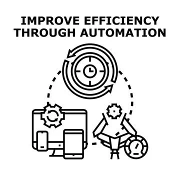 Improving efficiency through automation concept illustration Stock Illustration