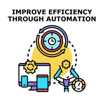 Improving efficiency through automation concept illustration Stock Illustration
