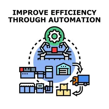 Improving efficiency through automation process management system Stock Illustration