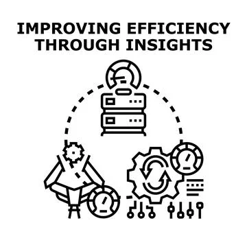 Improving efficiency through digital insights and data processing Stockillustratie