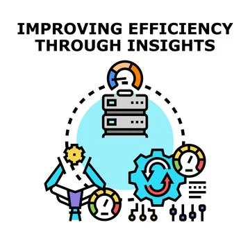 Improving efficiency through digital insights and data processing Stockillustratie
