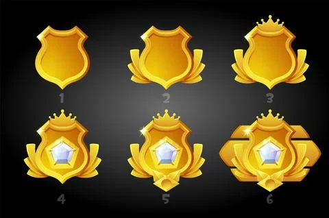 Improving the gold rating shields for the game. Stock Illustration