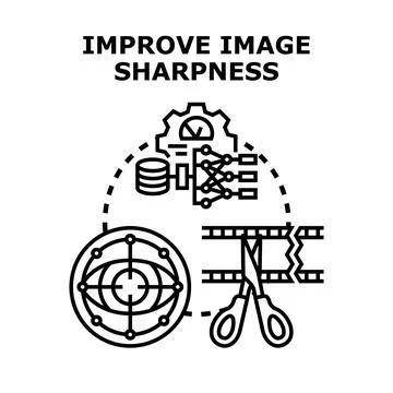 Improving image sharpness concept with ai processing Stock Illustration
