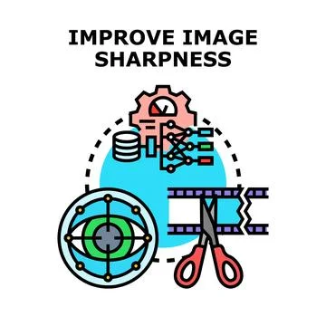 Improving image sharpness concept with ai processing Stock Illustration