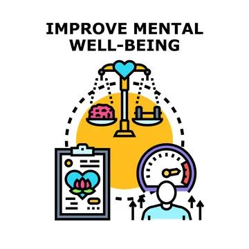 Improving mental well being with balanced self care and progress evaluation Stock Illustration