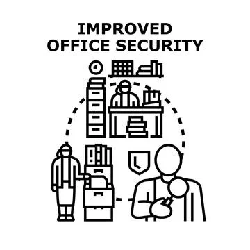 Improving office security concept protecting business information 스톡 일러스트