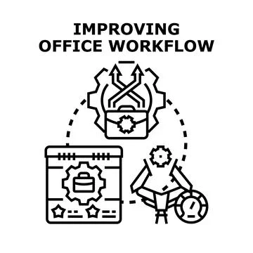 Improving office workflow efficiency and business processes Stock Illustration