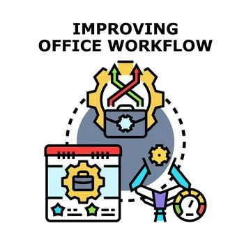 Improving office workflow efficiency and business processes Stock Illustration
