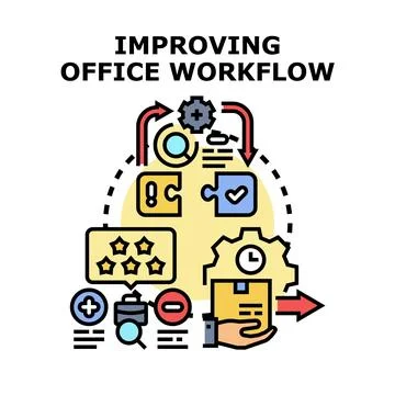 Improving office workflow process, data analysis, and efficiency Stock Illustration
