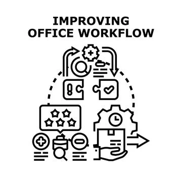 Improving office workflow process, data analysis, and efficiency Stock Illustration