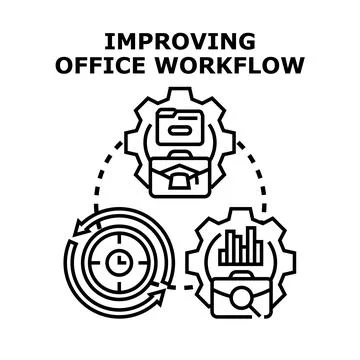 Improving office workflow processes and business management Stock Illustration