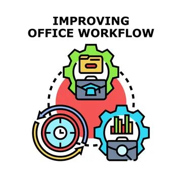Improving office workflow processes and business management Illustrazione stock