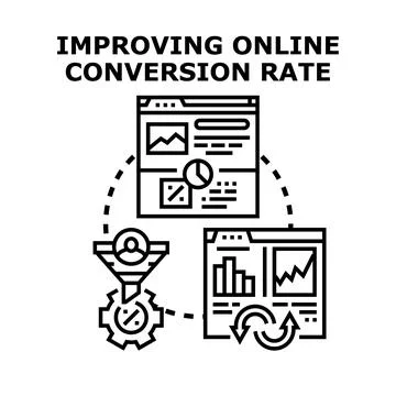 Improving online conversion rate optimization process concept Stock Illustration