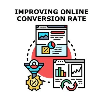 Improving online conversion rate optimization process concept Stock Illustration