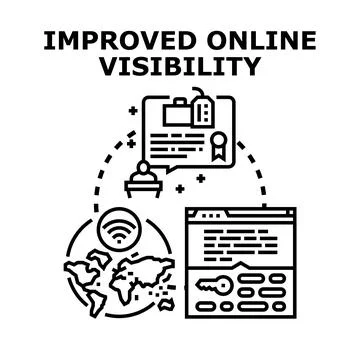 Improving online visibility through digital marketing and seo strategy Stock Illustration