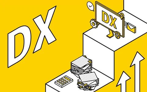 Improving operations with DX, envisioning success and growth, moving from i.. Stock Illustration