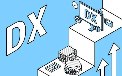 Improving operations with DX, envisioning success and growth, moving from i.. Stock Illustration
