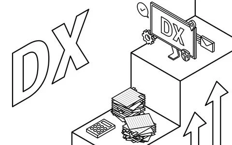 Improving operations with DX, envisioning success and growth, moving from i.. Stock Illustration