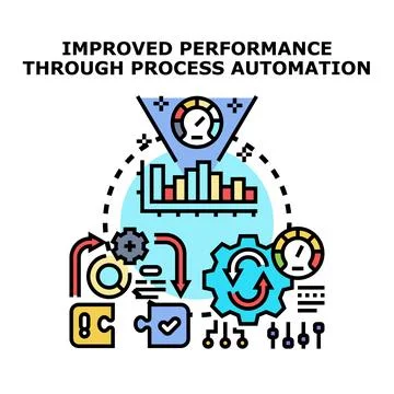 Improving performance through business process automation concept Stock Illustration