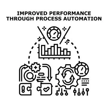 Improving performance through business process automation concept Stock Illustration