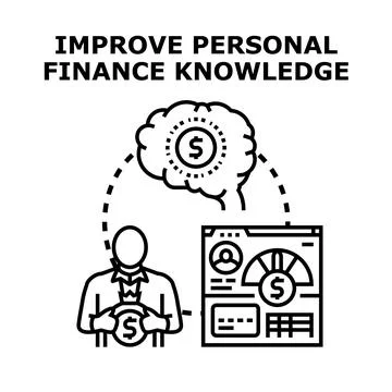 Improving personal finance knowledge, education, and investment strategy Stock Illustration
