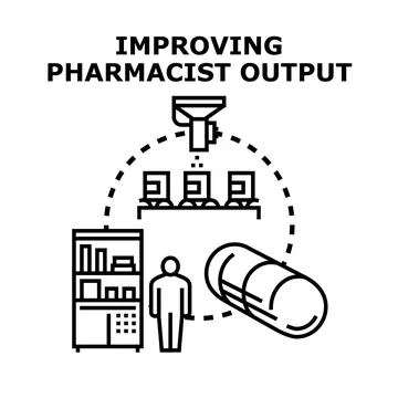 Improving pharmacist output and pharmacy efficiency concept Stock Illustration