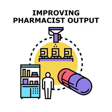Improving pharmacist output and pharmacy efficiency concept Stock Illustration