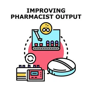 Improving pharmacist output process and automation concept Stock Illustration