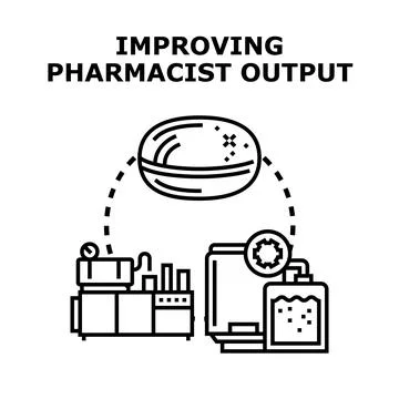 Improving pharmacist output process creating medicines Stock Illustration