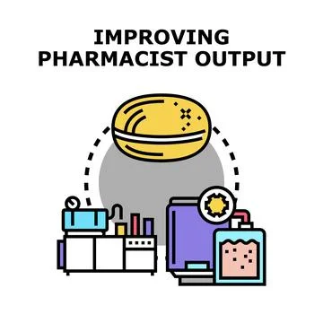 Improving pharmacist output process creating medicines Stock Illustration