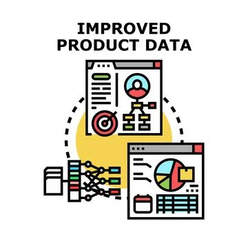 Improving product data management and analysis concept Stock Illustration