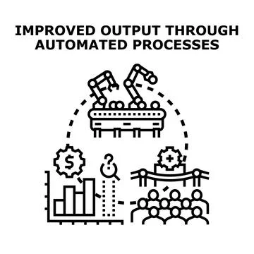 Improving production with automated processes and solutions Illustrazione stock
