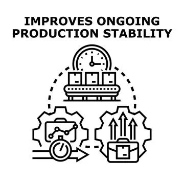 Improving production stability process efficiency and automation Stock Illustration