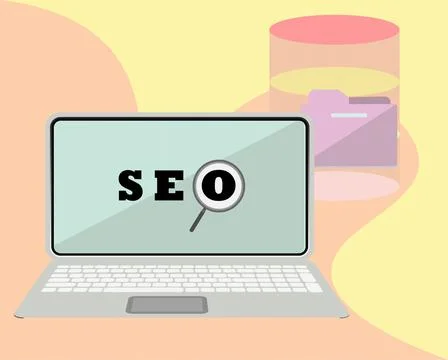 Improving ranking on search engine, Search engine traffic, Testing website SEO, Stock Illustration