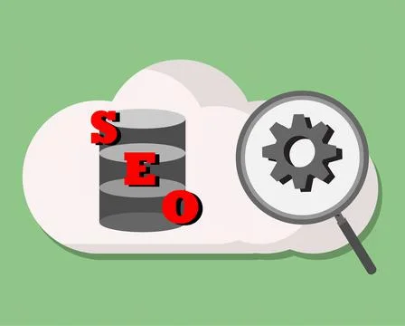 Improving ranking on search engine, Search engine traffic, Testing website SEO, Illustrazione stock