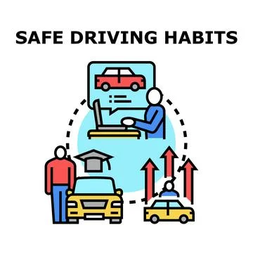Improving safe driving habits with education and practice 스톡 일러스트