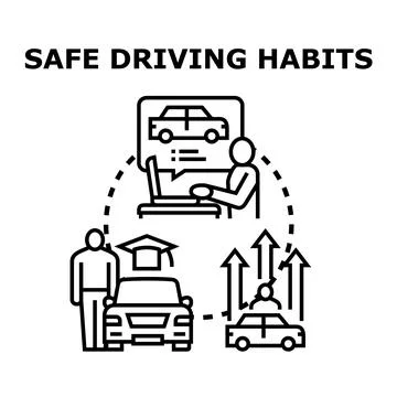 Improving safe driving habits with education and practice Stock Illustration