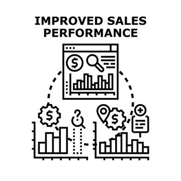 Improving sales performance with business analytics and data optimization Stock Illustration