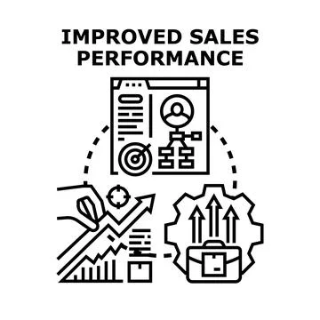 Improving sales performance with business strategy and data analysis Stock Illustration