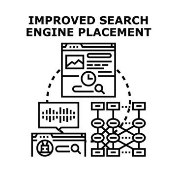 Improving search engine placement for digital marketing success Stock Illustration