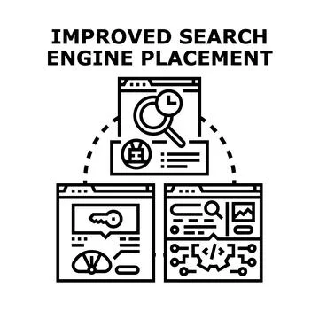 Improving search engine placement vector concept background 스톡 일러스트