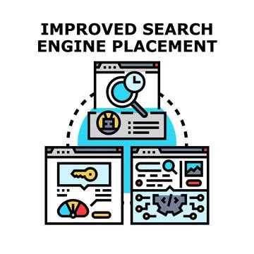 Improving search engine placement vector concept background Stock Illustration