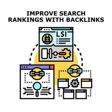 Improving search rankings with backlinks concept Stock Illustration