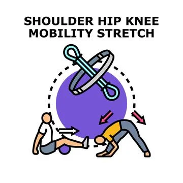 Improving shoulder hip knee mobility with stretching exercises Stock Illustration