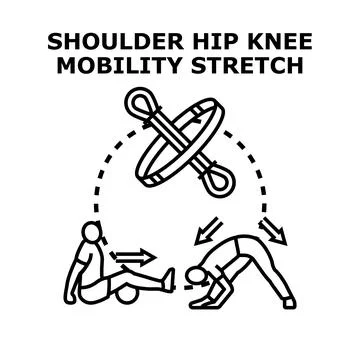 Improving shoulder hip knee mobility with stretching exercises Stock Illustration
