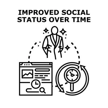 Improving social status achieving professional development success over time Stock Illustration